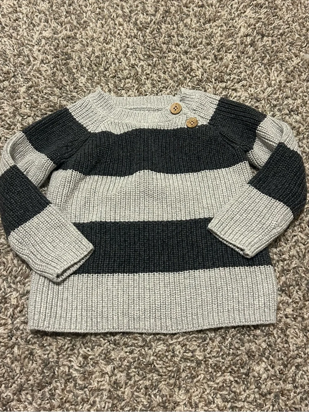 OshKosh B'gosh Black and Light Gray Striped Crewneck Sweater